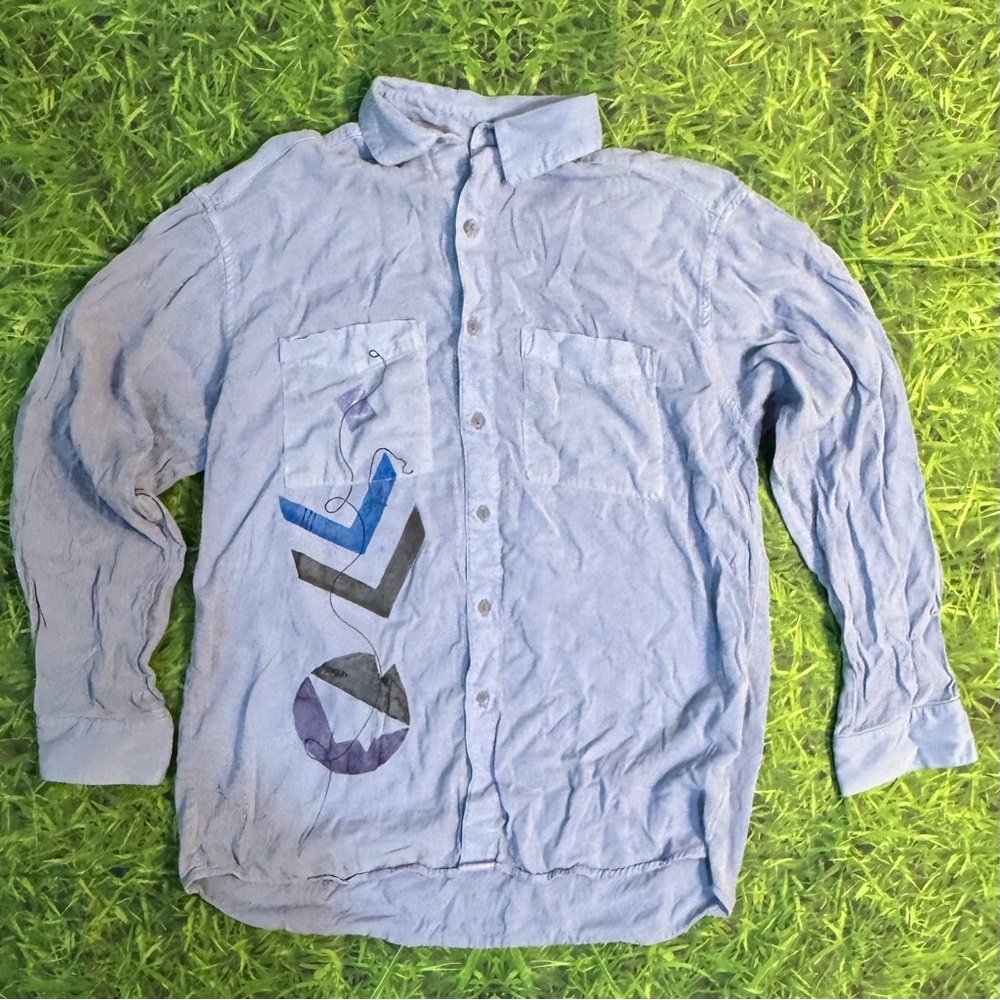 Vintage Tianello Shirt Mens XS Blue  Long Sleeve Tencel Soft 90s Made in USA